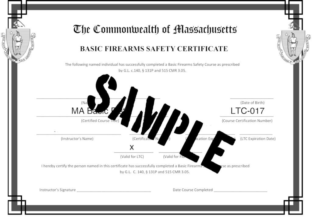 basic firearms safety course certificate massachusetts